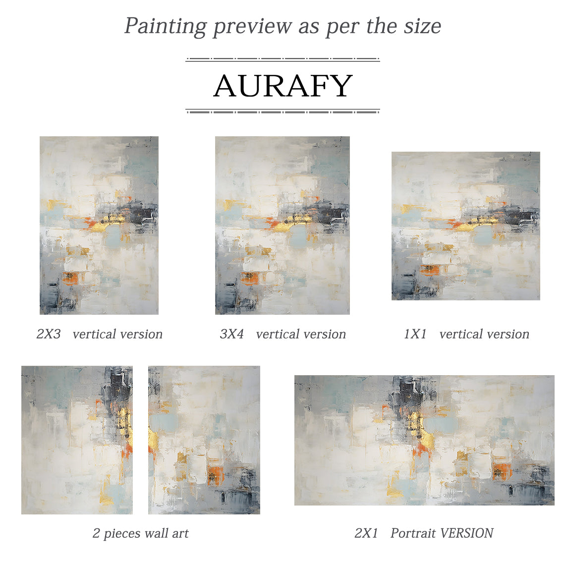 Modern Abstract Blue Beige Gold Wall Art for Living Room - AURA187