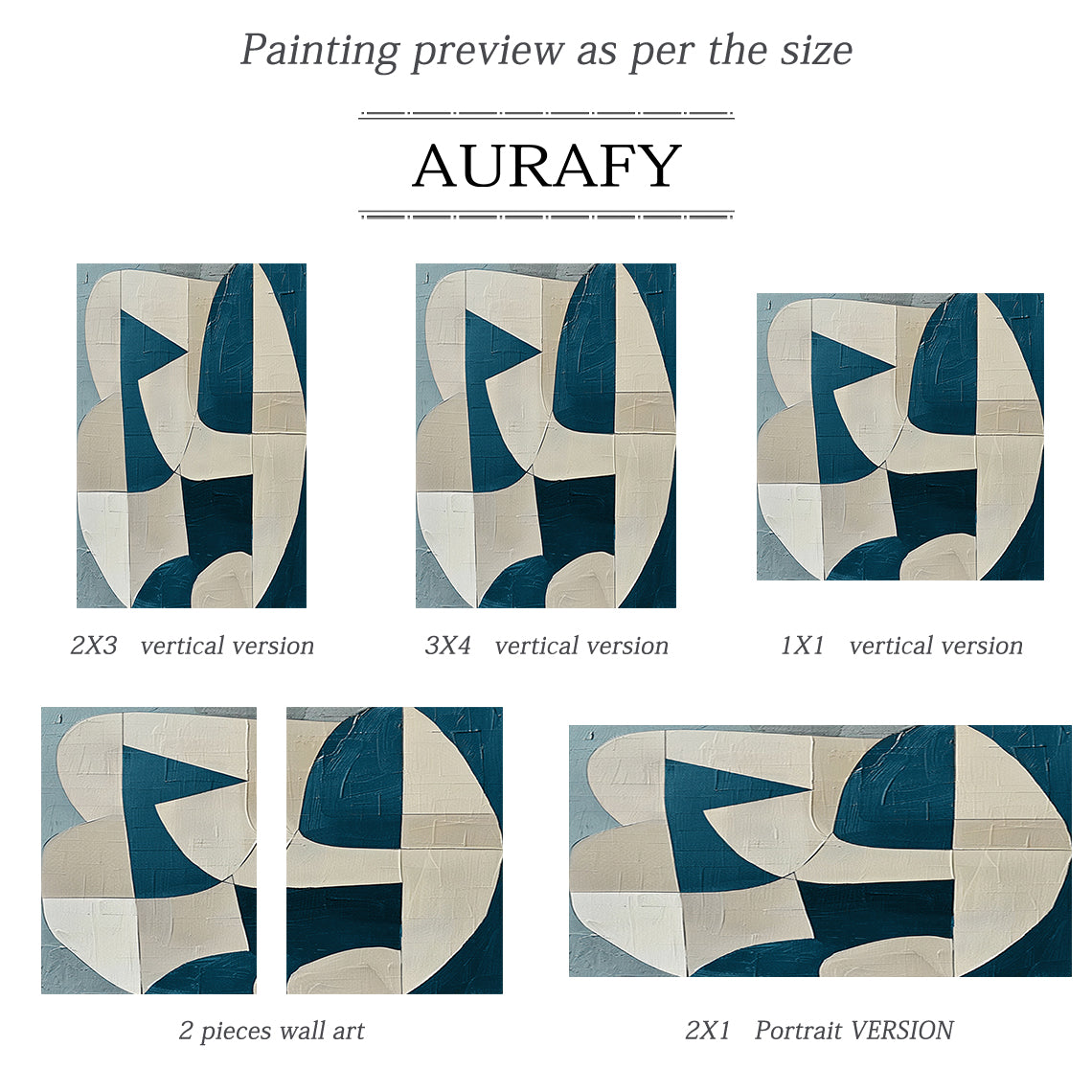 Textured Abstract Blue Beige Wall Art for Modern Living Room AURA164
