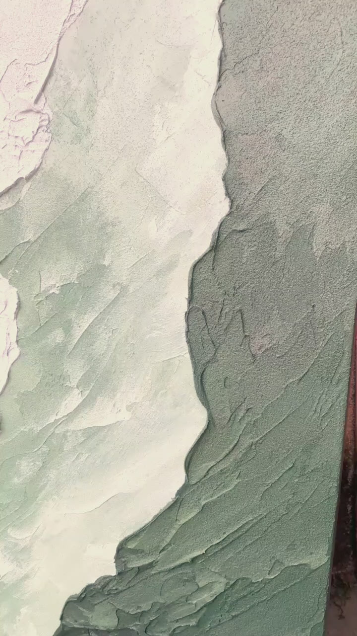 Moss Serenity Canvas – Moss Green & Ivory Textured Wall Art – AURA061
