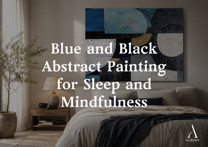 Blue and Black Abstract Painting for Sleep and Mindfulness