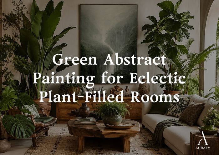 Green Abstract Painting for Eclectic Plant-Filled Rooms