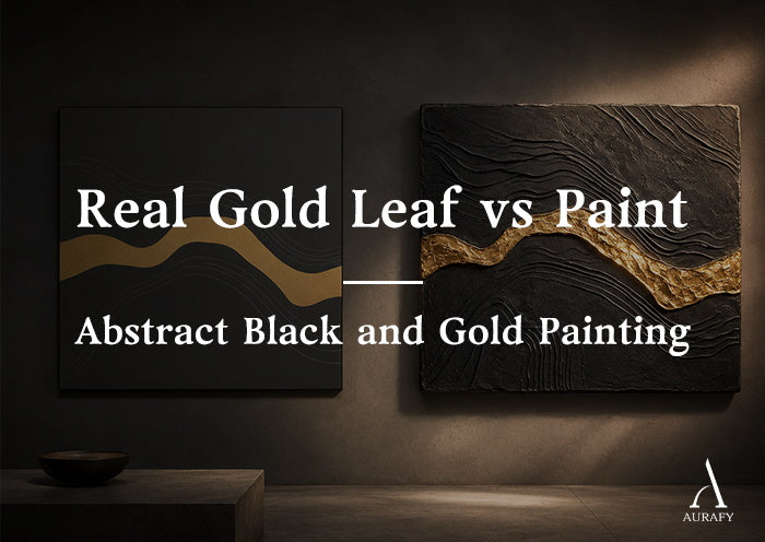 Real Gold Leaf vs Paint: Abstract Black and Gold Painting