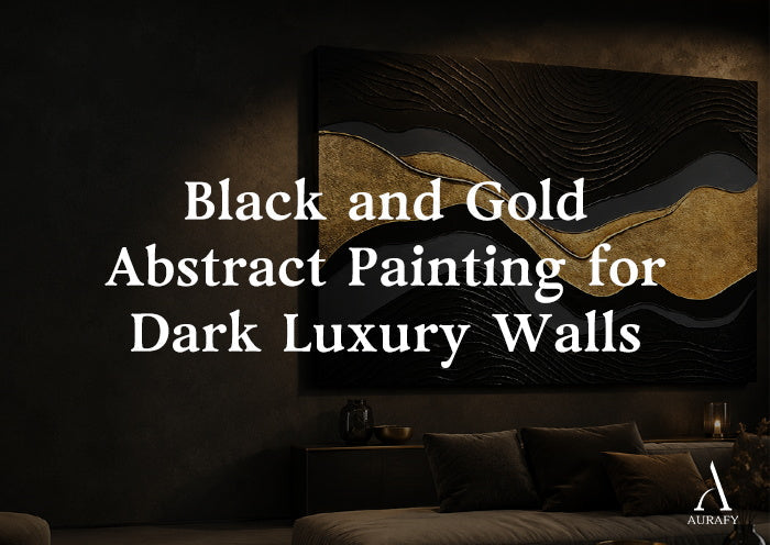 Black and Gold Abstract Painting for Dark Luxury Walls