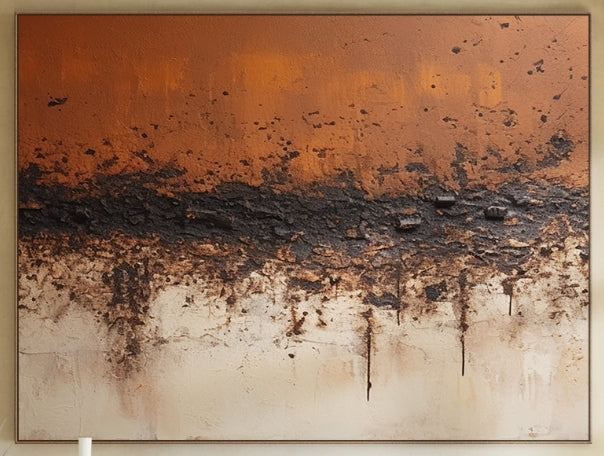 Wabi Sabi Brown Beige Abstract Textured Wall Art Decor -AURA184