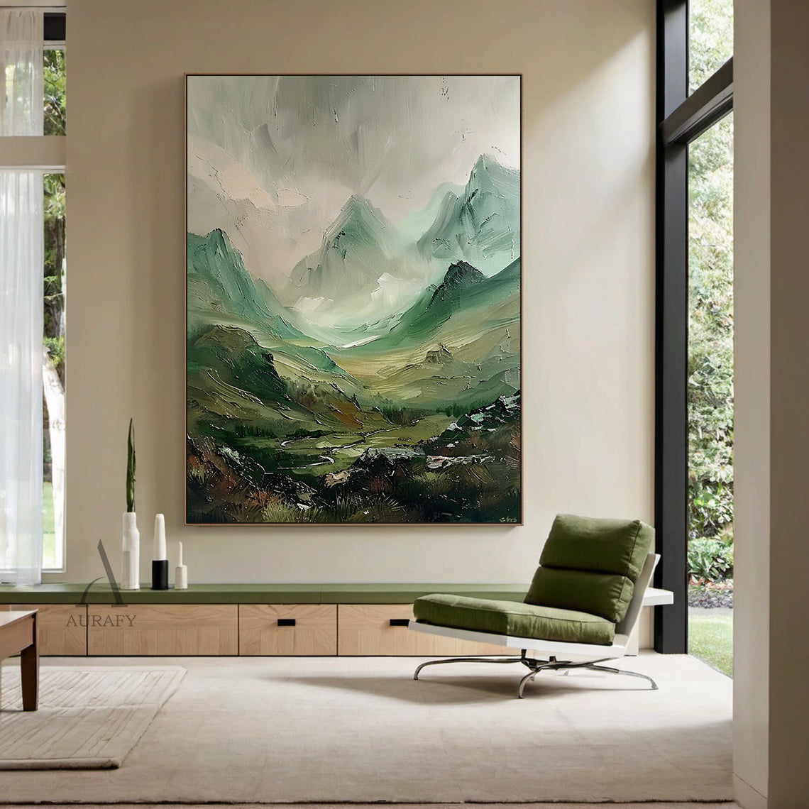 Stylish Natural Green Landscape Wall Decor for Living Room AURA310