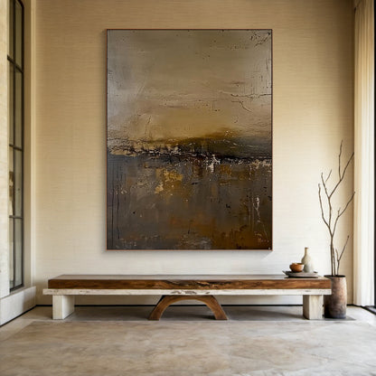 Modern Abstract Wall Art Beige Brown Neutral Entryway Decor Painting AURA197
