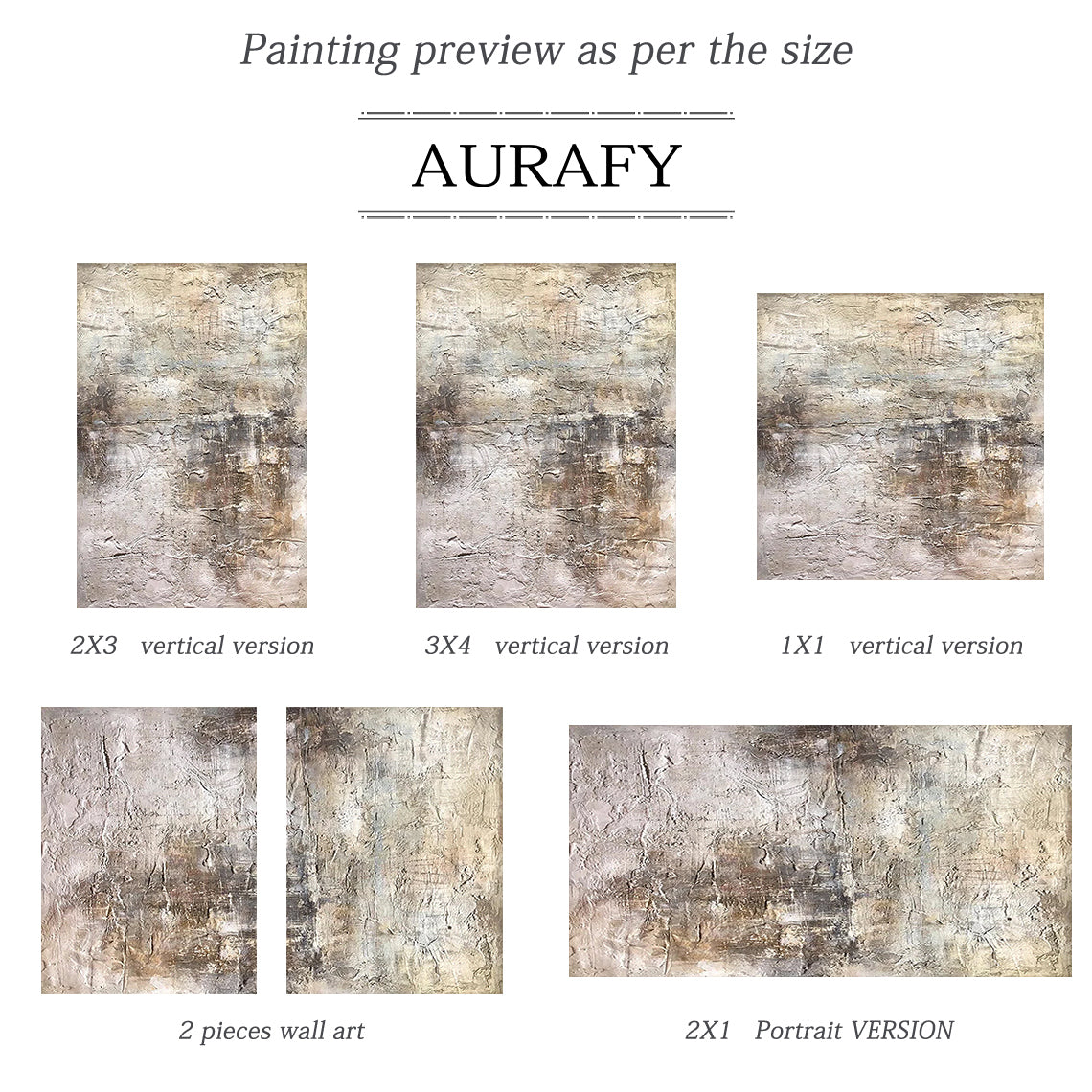 Wabi Sabi Textured Beige Brown Abstract Wall Art Home Decor AURA217