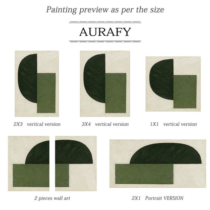 Minimalist Wall Art Green Beige Brushstroke Textured Modern Organic Abstract Geometric Art AURA546