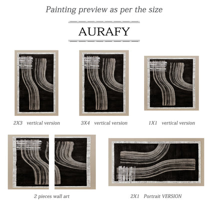 Wabi-Sabi Black Gray Abstract Textured Knife Stroke Wall Art Japandi Minimalist Luxe Tactile Canvas Artwork AURA730