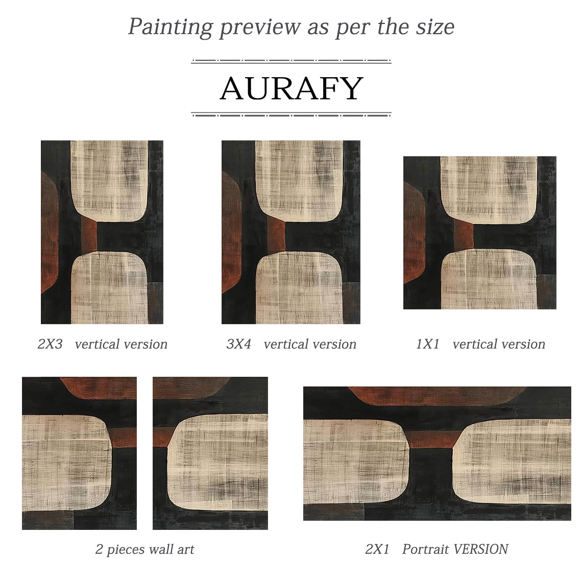 Geometric Earth Tone Abstract Wall Art – AURA056(Vertical)