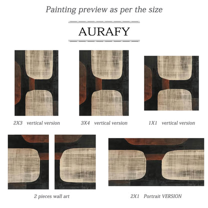 Geometric Earth Tone Abstract Wall Art – AURA056(Vertical)