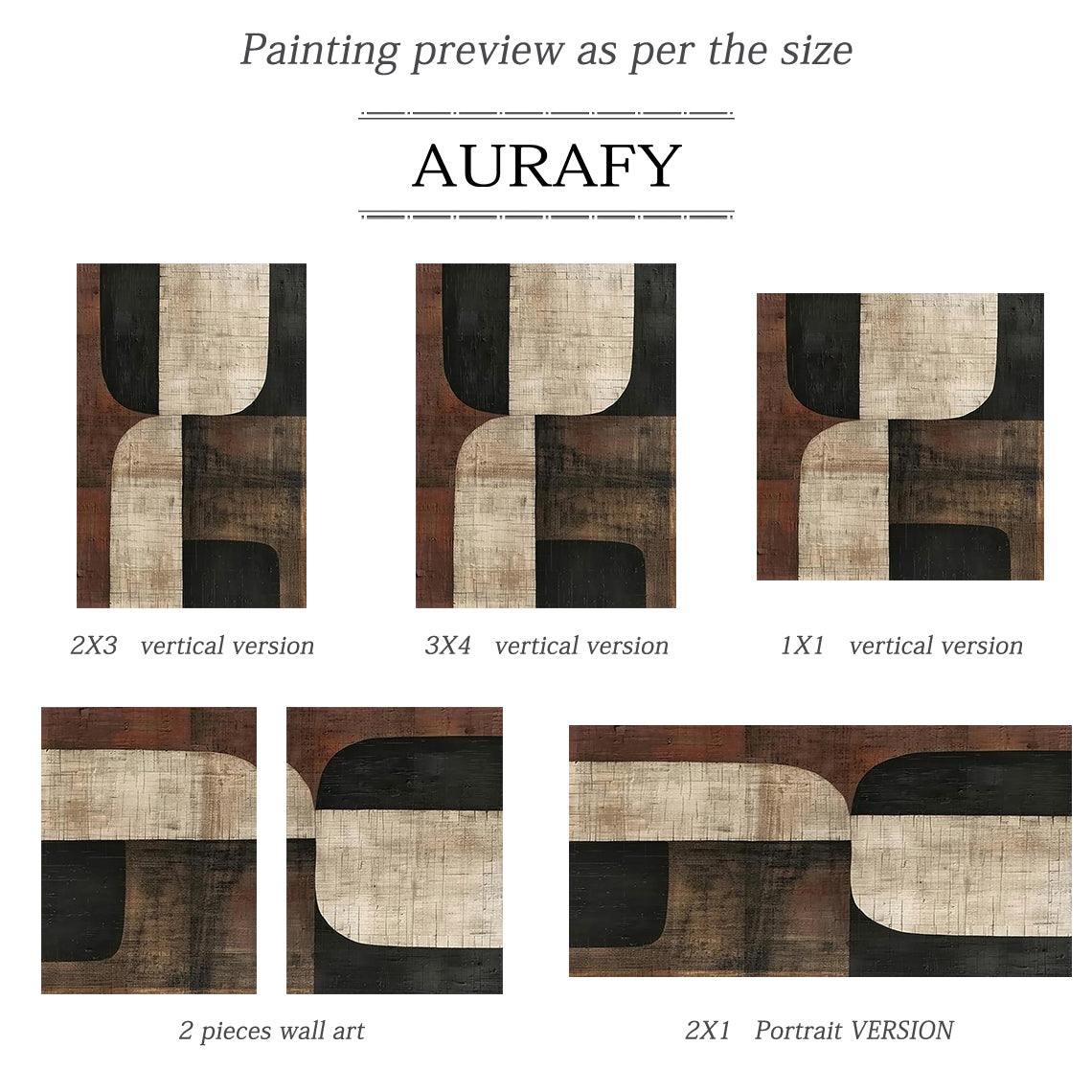 Primitive Balance – Beige Brown & Black Abstract Wall Art – AURA055(Vertical)
