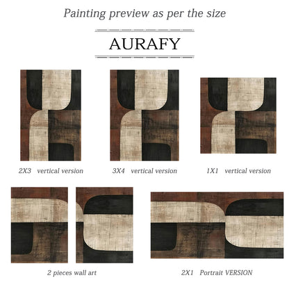 Primitive Balance – Beige Brown & Black Abstract Wall Art – AURA055(Vertical)