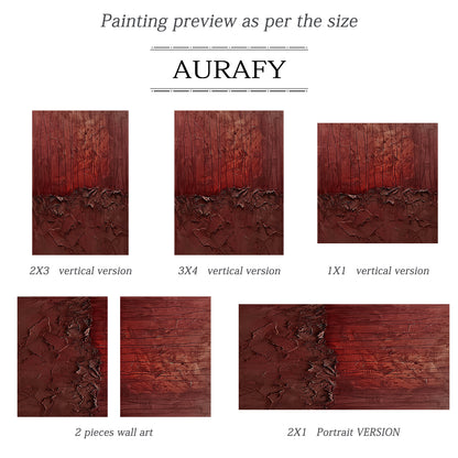 Wabi-Sabi Ember Strata wall art – Oxide Red & Burnt Umber – AURA029(Square)