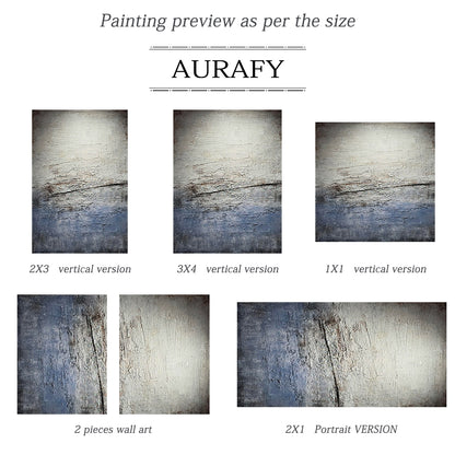 Wabi Sabi Gray Blue Abstract Textured Living Room Wall Art AURA225