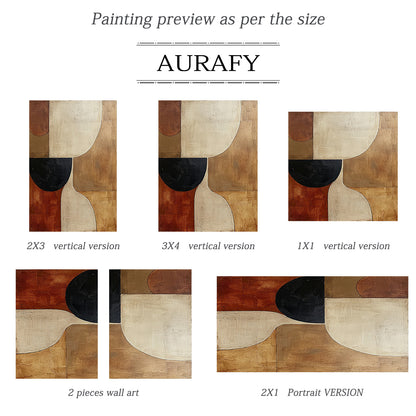 Earthen Harmony wall art – Ochre, Ivory & Onyx – AURA054(Vertical)