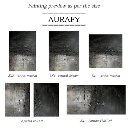 Industrial Patina Texture Wall Art-Charcoal & Steel Grey Tones-AURA020