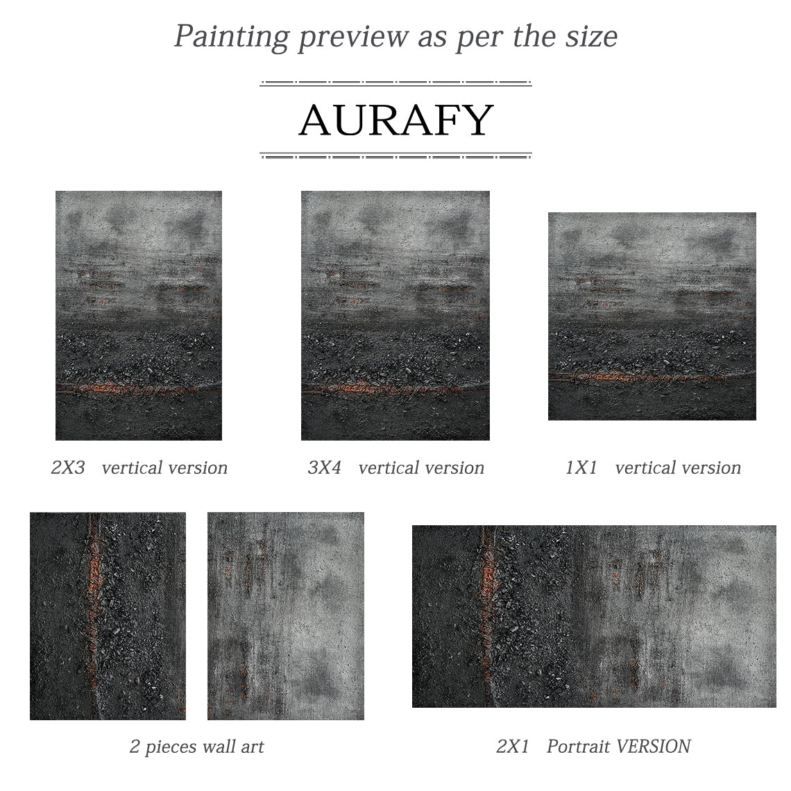 Wabi Sabi Black Copper Textured Abstract Living Room Wall Art AURA220