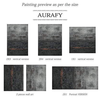 Wabi Sabi Black Copper Textured Abstract Living Room Wall Art AURA220