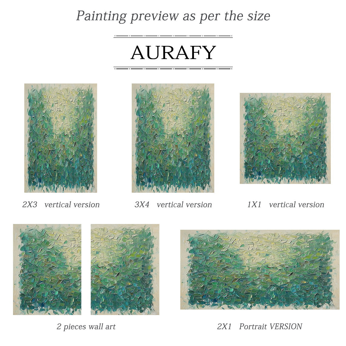 Green Impasto Textured Canvas Painting Wabi-Sabi Knife Stroke Landscape Art Modern Organic Minimalist Luxe Decor AURA746