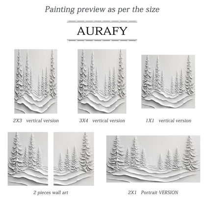 White Landscape Art Minimalist Modern Organic Sculpted High-Relief Layered Tactile 3D Textured Artwork AURA457
