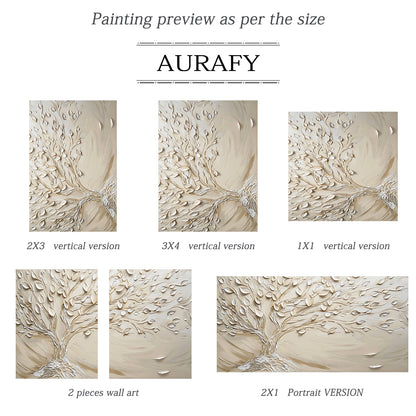 Beige High-Relief Knife Painted Tree Wall Art Japandi Wabi-Sabi Tactile Plaster Modern Organic Minimalist Decor AURA536