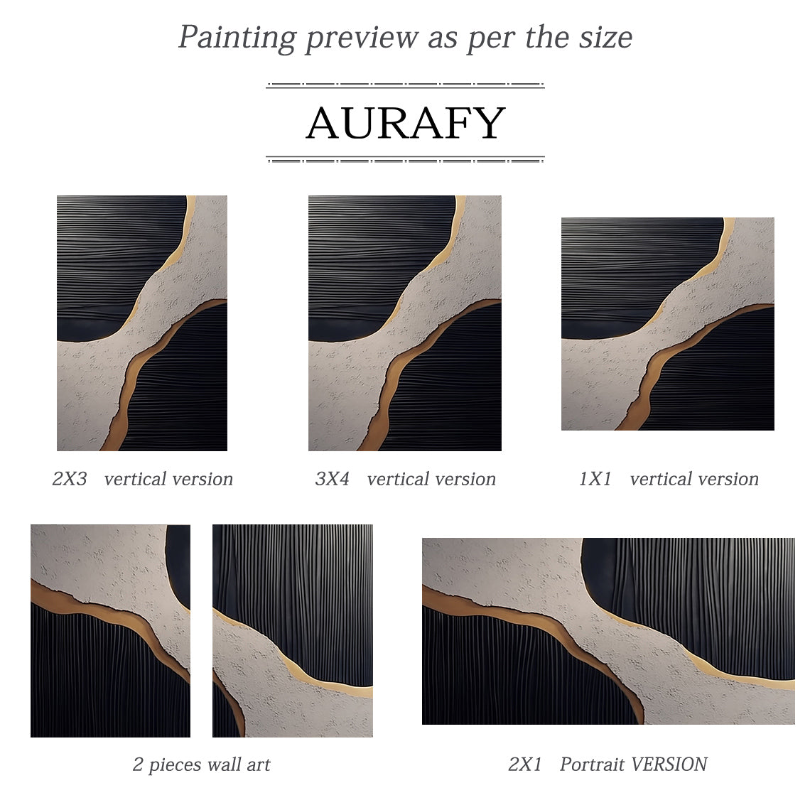 Flowing Contrast Black Gold Texture Wall Art – AURA005(Vertical)