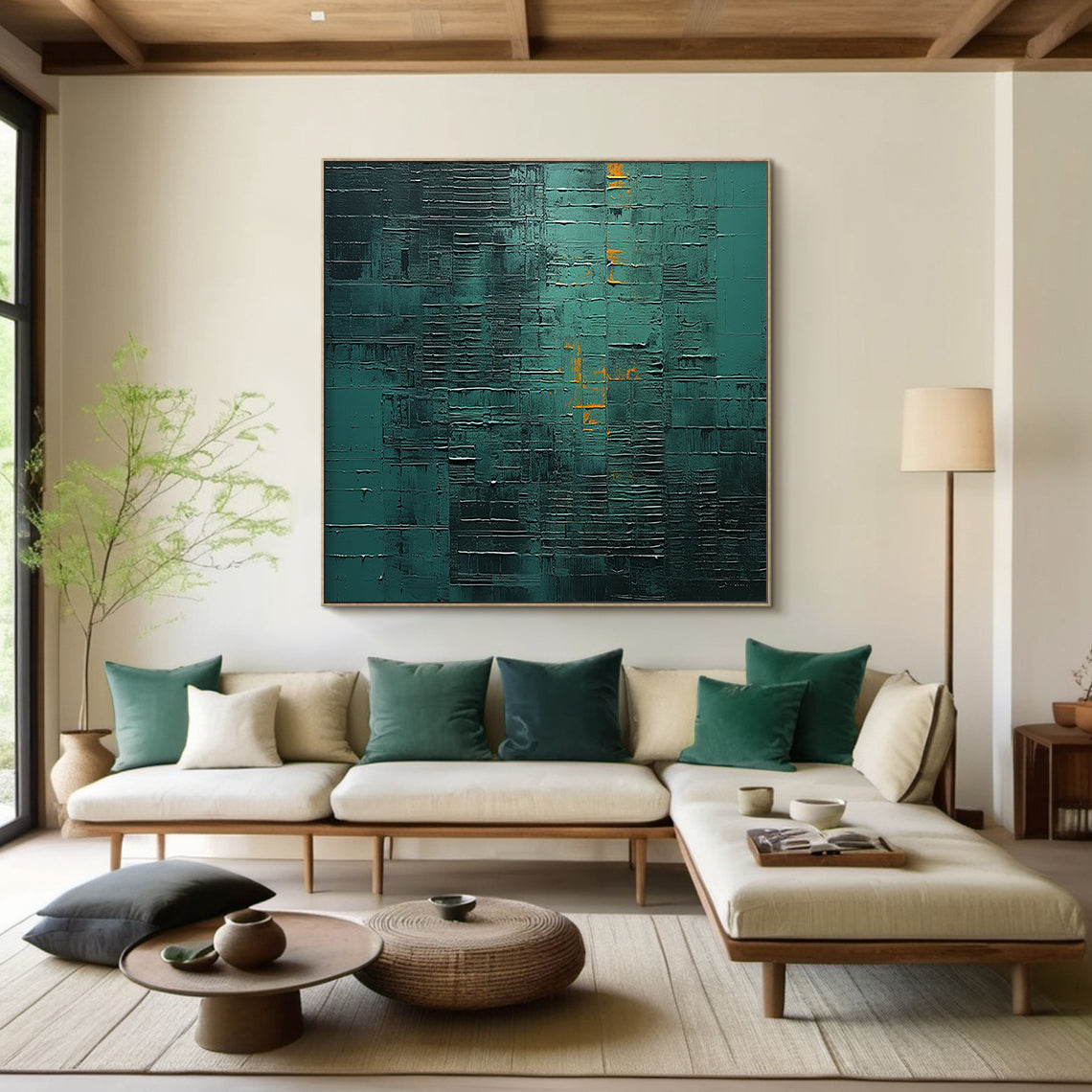 Veins of the Forest — Deep Teal Abstract Texture – AURA098(Square)