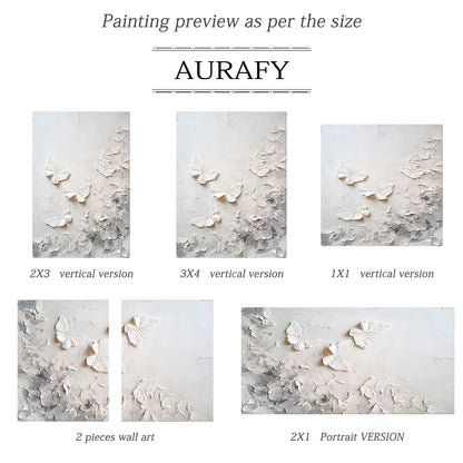 3D Textured Beige Butterfly Painting High-Relief Tactile Surface Modern Organic Minimalist Luxe Art AURA532