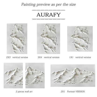 3D Textured Mountain Painting White High-Relief Sculpted Knife-Stroke Tactile Minimalist Luxe Artwork AURA518