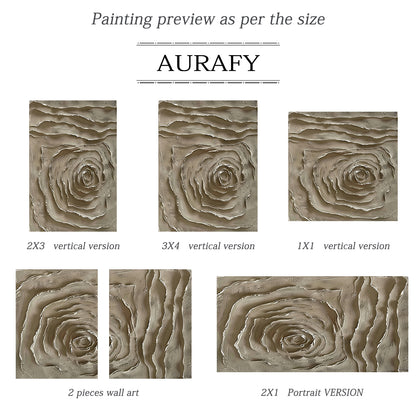 3D Textured Plaster Painting Abstract Rose Wabi-Sabi Japandi Neutral Brown High-Relief Tactile Minimalist Wall Art AURA538
