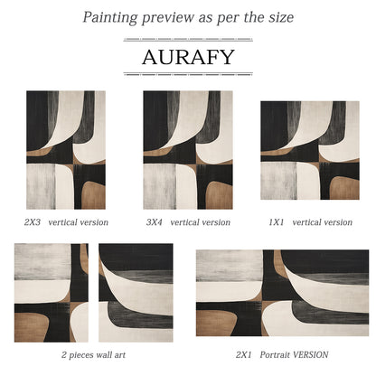 Geometric Balance Neutral Earth Abstract Wall Art – AURA051(Vertical)