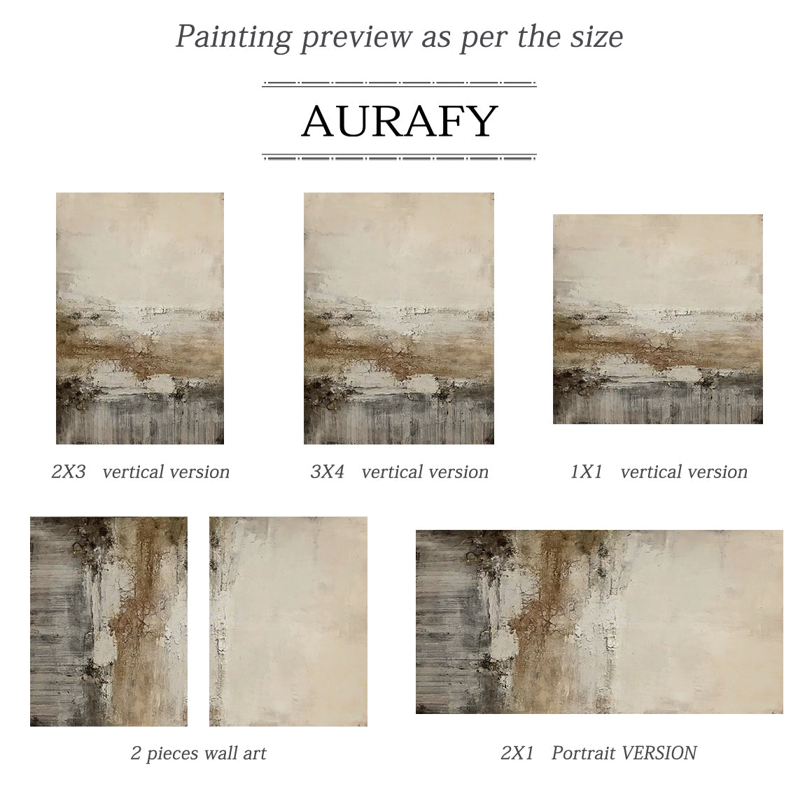 Weathered Horizon Wall Art – Cream & Smoky Taupe Tones – AURA015(Square)