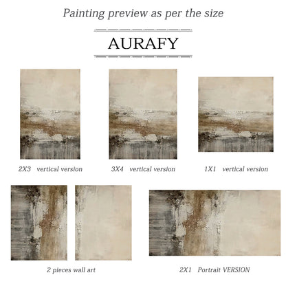 Weathered Horizon Wall Art – Cream & Smoky Taupe Tones – AURA015(Square)