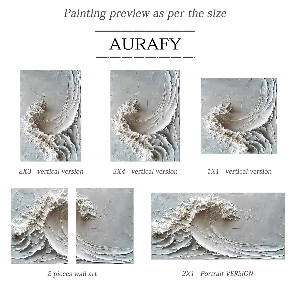 3D Textured Gray Wave Modern Organic Impasto Tactile Sculpted Knife Strokes Artwork AURA521