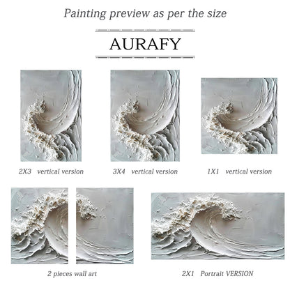 3D Textured Gray Wave Modern Organic Impasto Tactile Sculpted Knife Strokes Artwork AURA521