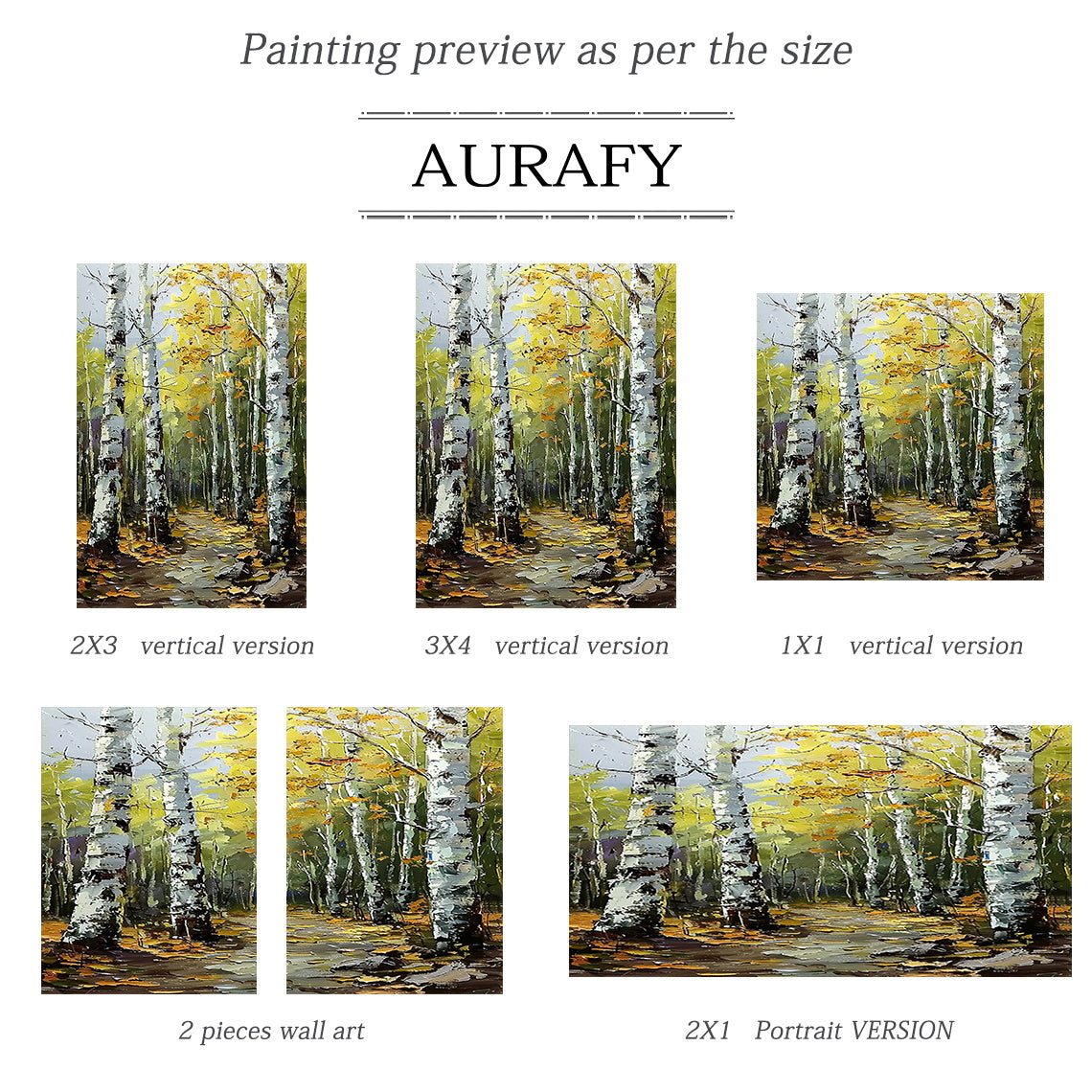 Textured Green Brown Landscape Birch Forest Knife Strokes Oil Painting Tactile Canvas Wabi-Sabi Wall Art AURA744
