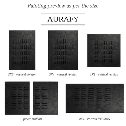 Monochrome Linear Texture Canvas – Deep Matte Black – AURA003(Horizontal)