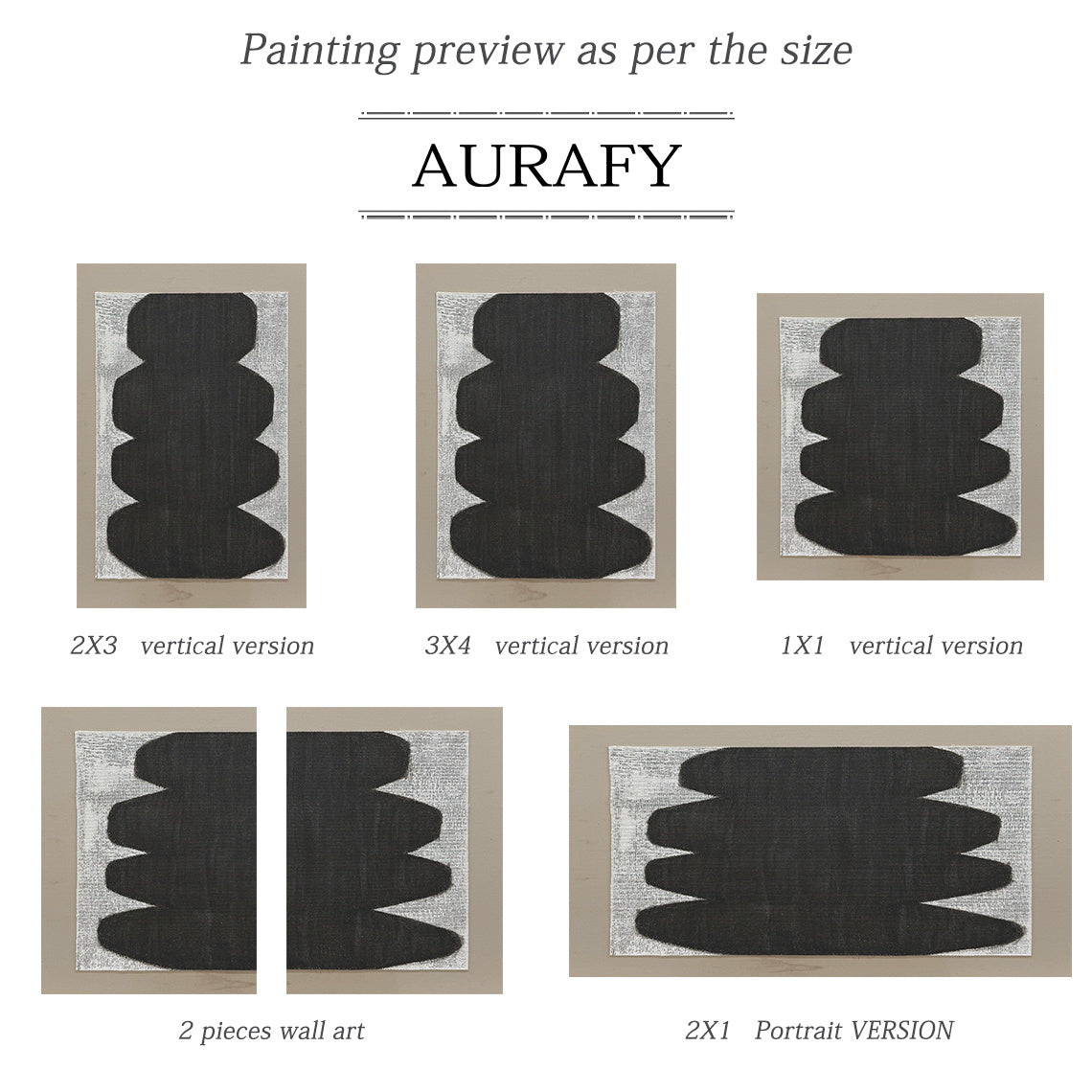 Minimalist Abstract Japandi Tactile Canvas Black Gray Wavy Modern Organic Neutral Home Wall Decor Artwork AURA727