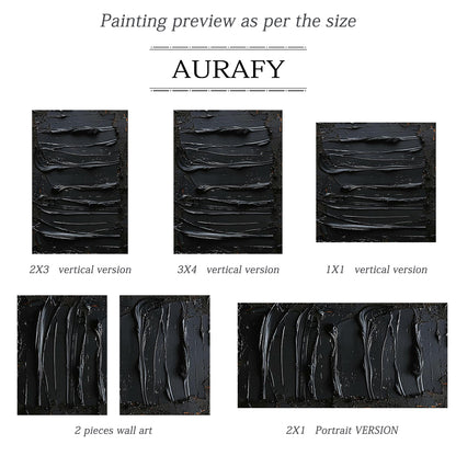Sculptural Impasto Painting-Matte & Gloss Black Tones-AURA004