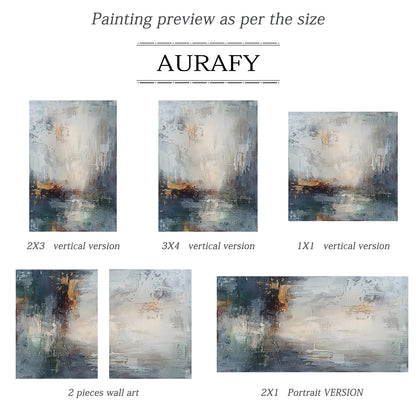 Blue Gray Abstract Wall Art Modern Living Room Decor Print AURA231