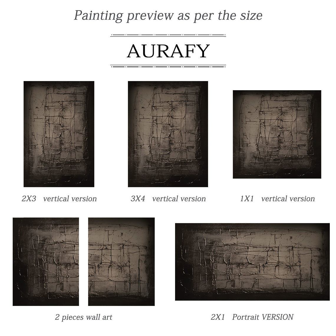 Textural Grid Painting – Deep Charcoal Canvas – AURA019(Horizontal)