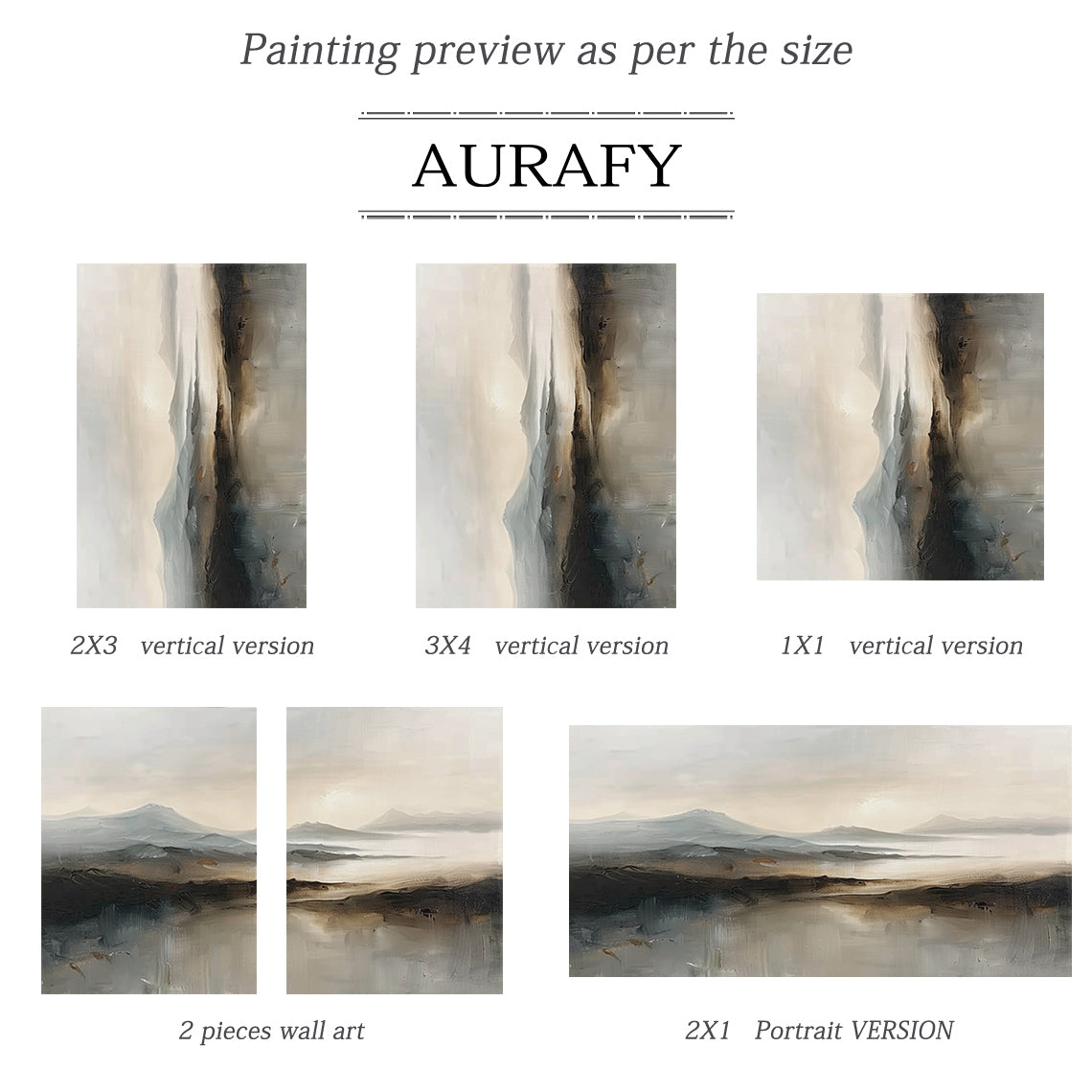 Abstract Landscape Art Thick Brushstroke Modern Organic Gray Black Neutral Tactile Canvas Art AURA498