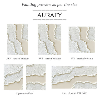3D Textured Painting White Beige High-Relief Plaster Tactile Surface Wabi-Sabi Modern Organic Artwork AURA512