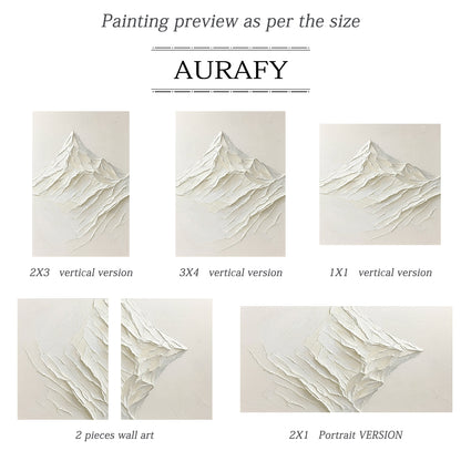 Minimalist Wall Art Beige Impasto Tactile Surface Knife Strokes Wabi-Sabi Abstract Mountain Art AURA554
