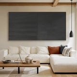 Minimalist Black Wall Art with Vertical Ribbed Texture and Smooth Matte Surface for Modern Spaces AURA455
