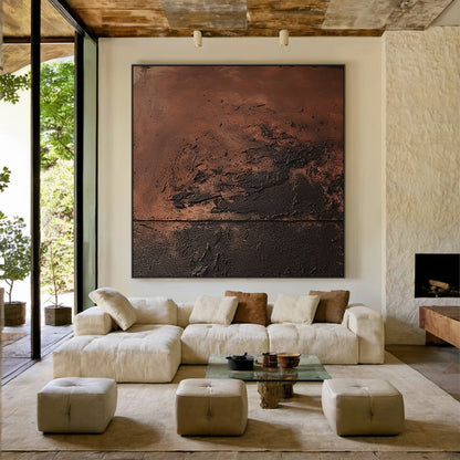 Wabi Sabi Red Black Textured Abstract Wall Art for Living Room AURA216