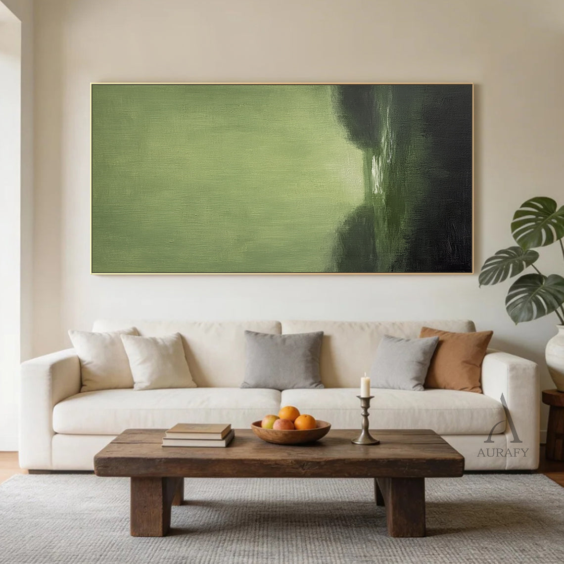 Stylish Unique Modern Abstract Green Wall Art for Interior Decor AURA390
