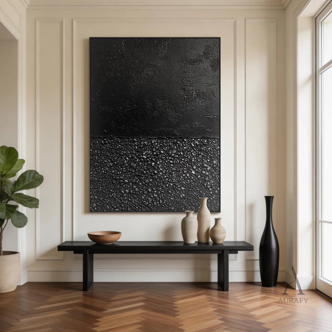 Black General Abstract Wall Art for Modern Living Room Decor AURA388