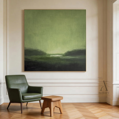 Stylish Unique Modern Abstract Green Wall Art for Interior Decor AURA390
